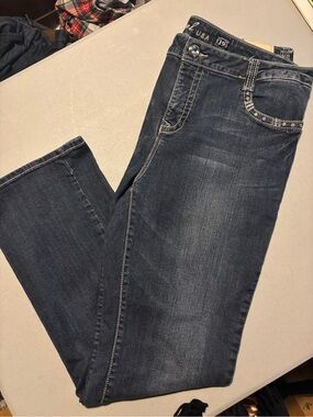 L.A. idol USA Women’s Blue Jeans Boot Cut 97% Cotton Y2K Thick Stitch 19 41x33